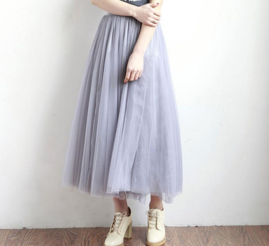 ZASHION กระโปร่งยาวสไตล์เกาหลี Mesh Lace Midi Skirt Korean Style