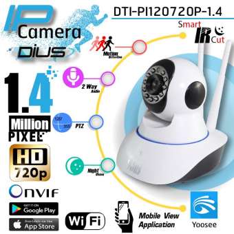 กล้องวงจรปิด HD 720p Wifi / Wirless IP camera 1.4 Megepixel / 2 เสา ฟรีอะแดปเตอร์+ฟรี ( App : Yoosee )