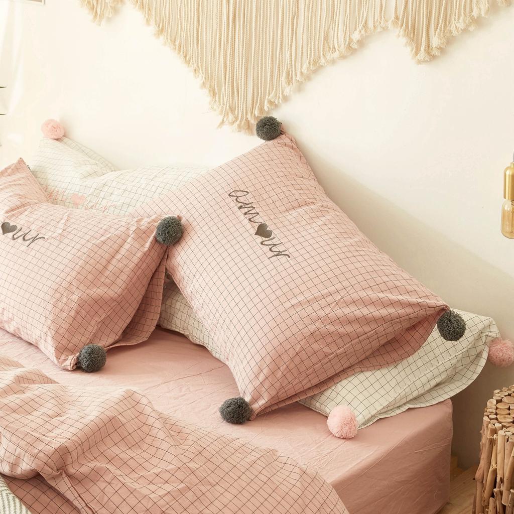 Bắc Âu Trong Bóng Giản Lược Chữ Cái Nghề Thêu 100% Cotton Vỏ Gối 100% Cotton Bông Giặt Nước Vỏ Gối Đơn Chiếc 4874 Cm