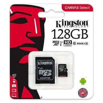 Kingston 128GB Micro SD SDXC UHS-I Class 10 Memory Card