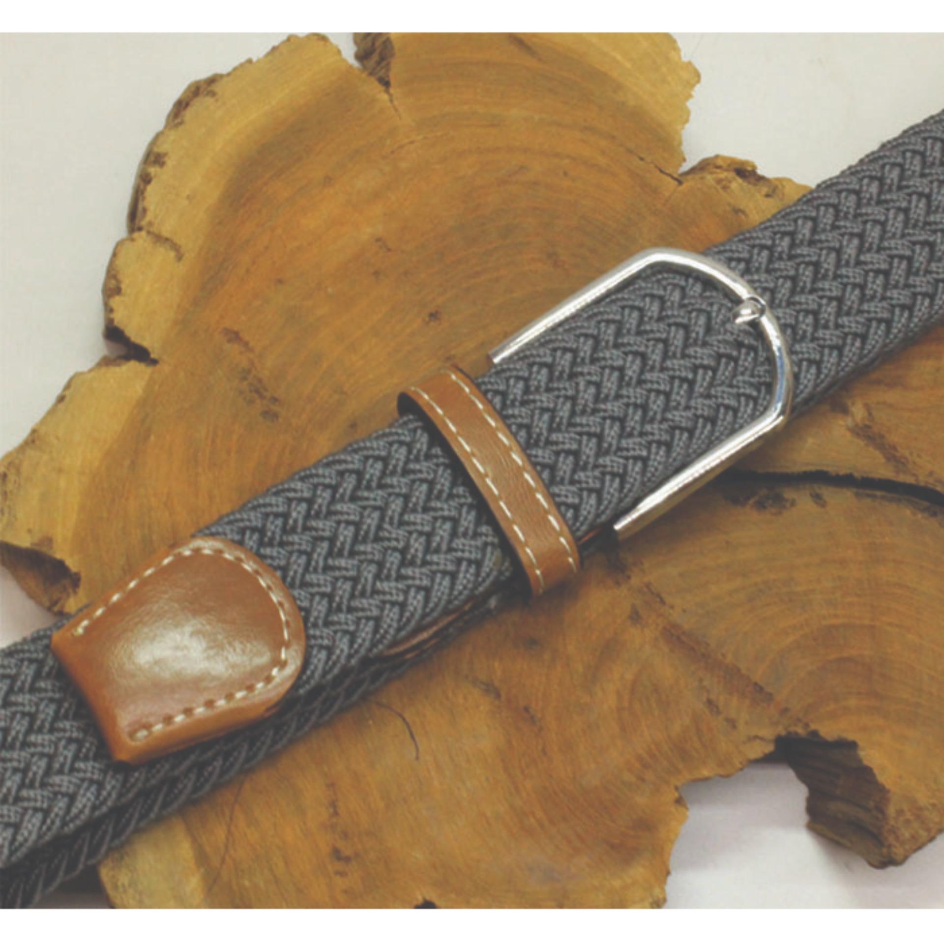 East Te' เข็มขัดผ้ายางยืด ปลายหนัง หัวเงิน Elastic Belt 941 Grey East Te' เข็มขัดผ้ายางยืด ปลายหนัง หัวเงิน Elastic Belt 941 Grey