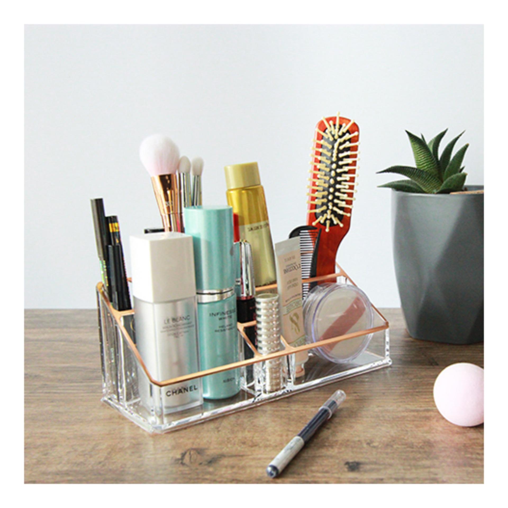 กล่องเครื่องสำอาง อะคริลิค - Makeup Organizer in Rose Gold (10 slots) กล่องเครื่องสำอาง อะคริลิค - Makeup Organizer in Rose Gold (10 slots)