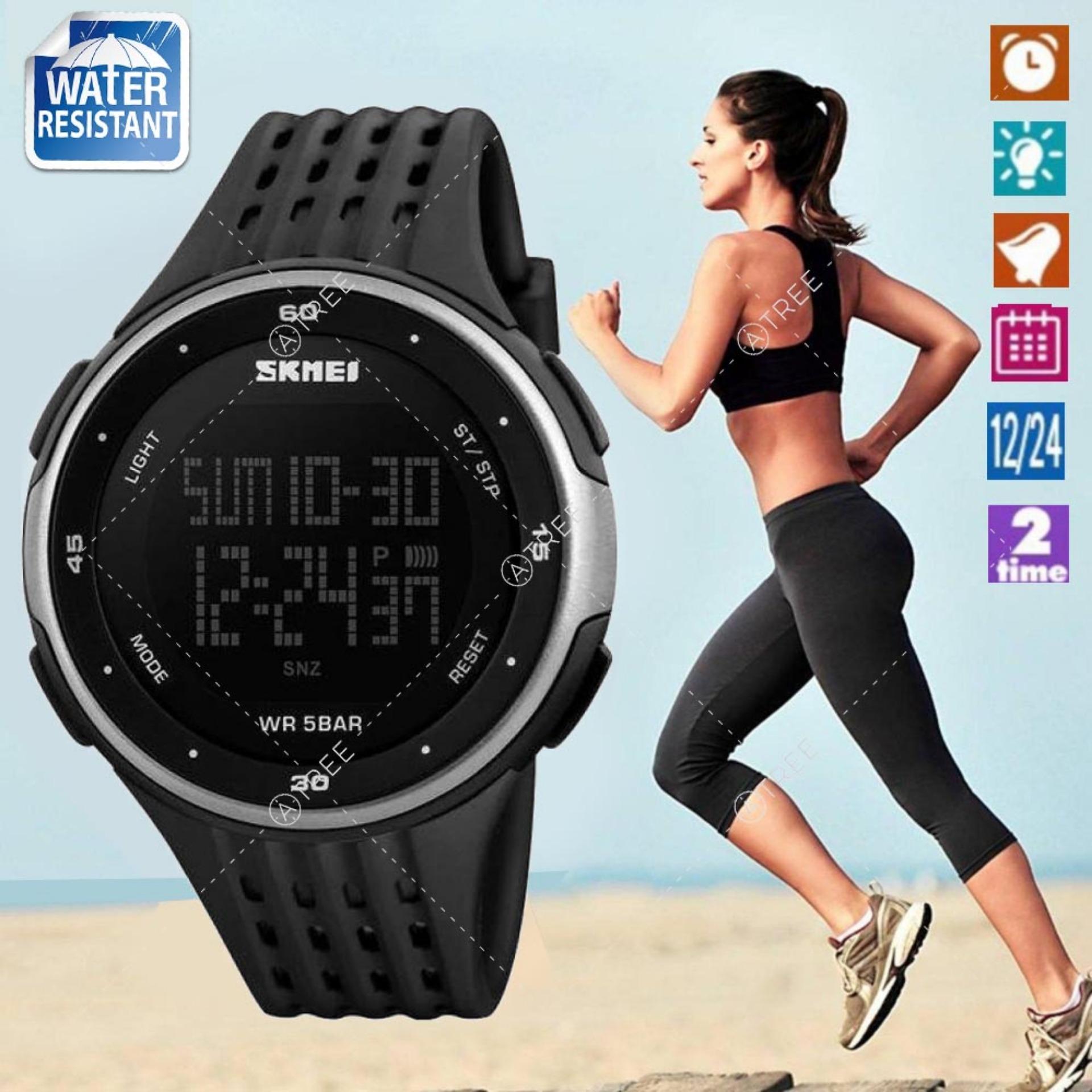 SKMEI ของแท้ 100% ส่งในไทยไวแน่นอน นาฬิกาข้อมือผู้ชาย สไตล์ Sport Digital Watch บอกวันที่ ตั้งปลุก จับเวลา ตัวเลข LED ใหญ่ ชัดเจน กันน้ำ สายเรซิ่นสีดำ รุ่น SK-M1219 สีดำ (Black)