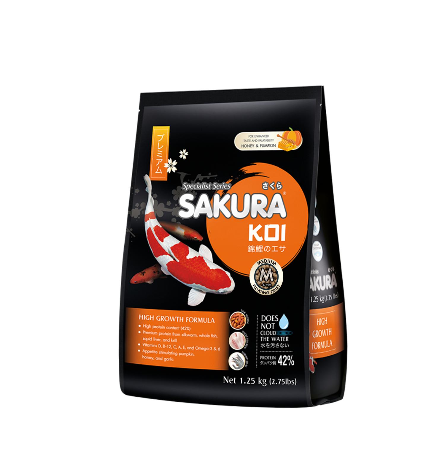 SAKURA KOI ขนาด 1,250 กรัม เม็ดไซส์ M SAKURA KOI ขนาด 1,250 กรัม เม็ดไซส์ M