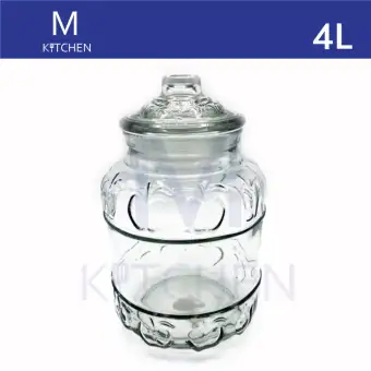 M Kitchen ขวดโหลแก้วลายผลไม้พร้อมฝา ขนาด 4.0L