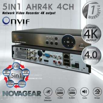 เครื่องบันทึกภาพ สำหรับระบบวงจรปิด 4 ช่อง,1080P Full HD รองรับ 4K Output, รองรับความละเอียดกล้อง 4 ล้านพิกเซล ระบบ ONVIF, P2P ดูออนไลน์ผ่านแอพ, เข้ากันกับกล้อง Dahua/ Hikvision/ Watashi/ Fujiko/ Belko/ Bosch/ AVTech/ Panasonic/ Amorn/ Longse และอื่นๆ