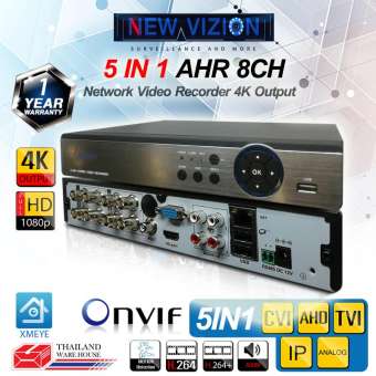 เครื่องบันทึกภาพ สำหรับระบบวงจรปิด 8 ช่อง,1080P Full HD รองรับ 4K Output, รองรับความละเอียดกล้อง 4 ล้านพิกเซล ระบบ ONVIF, P2P ดูออนไลน์ผ่านแอพ, เข้ากันกับกล้อง Dahua/ Hikvision/ Watashi/ Fujiko/ Belko/ Bosch/ AVTech/ Panasonic/ Amorn/ Longse และอื่นๆ