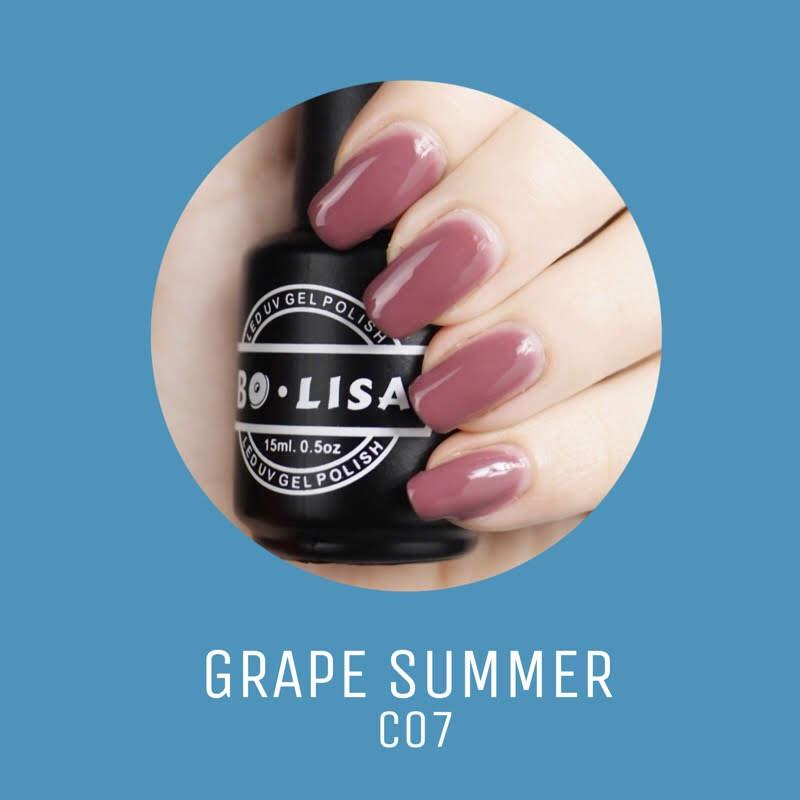 สีทาเล็บเจลเด้งได้ เกรดพรีเมี่ยม BOLISA 15 ml ( Grape Summer C07 ) สีทาเล็บเจลเด้งได้ เกรดพรีเมี่ยม BOLISA 15 ml ( Grape Summer C07 )