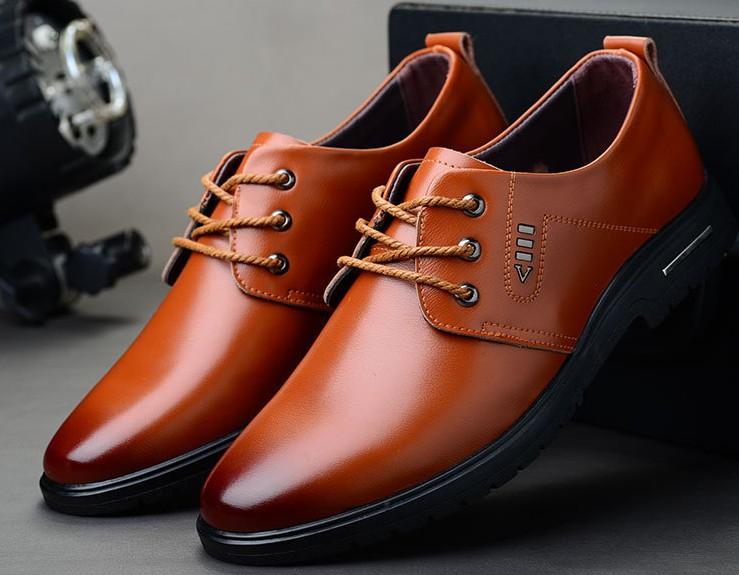 ZASHION รองเท้าหนัง รองเท้าแฟชั่นผู้ชาย ใส่ทำงาน Classic Lace Up Business Leather Shoe
