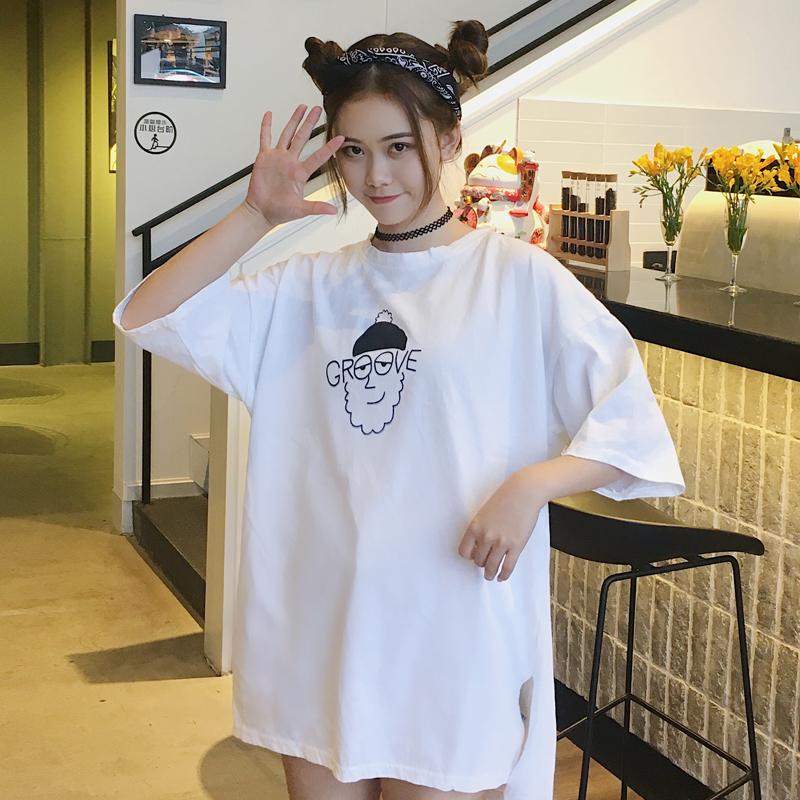กระโปรงหญิงฤดูร้อนออลจังสไตล์ฮาราจูกุ INS เสื้อผ้าแฟชั่น เสื้อยืดแขนสั้น 2018 เสื้อผ้าแฟชั่น สไตล์เกาหลีนักเรียนเข้าได้หลายชุดแขนเสื้อครึ่งแขนเสื้อ