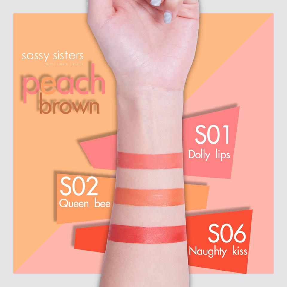 SASSY SISTERS MATTE LIQUID LIPSTICK สี S01,S02,S06 (สามารถเลือกสีได้ 3 แท่ง 500) SASSY SISTERS MATTE LIQUID LIPSTICK สี S01,S02,S06 (สามารถเลือกสีได้ 3 แท่ง 500)