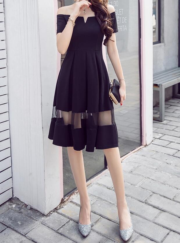 ชุดเดรสยาว ปาดไหล่ZASHION Korean Off-Shoulder Double Layered Dress