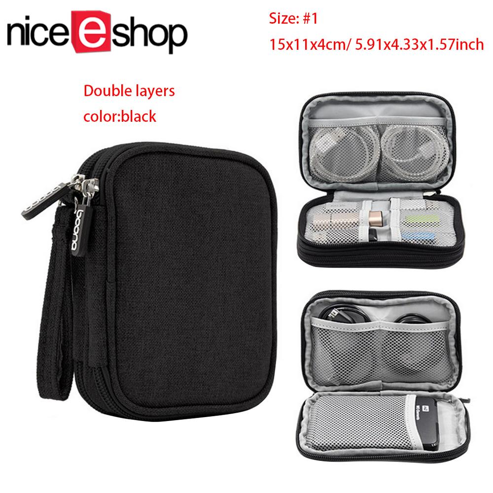 NiceEshopElectronics ถุงเก็บของอุปกรณ์เสริมแบบพกพา Universal สายเคเบิลข้อมูล Organizer/ดิจิตอลอุปกรณ์ #1