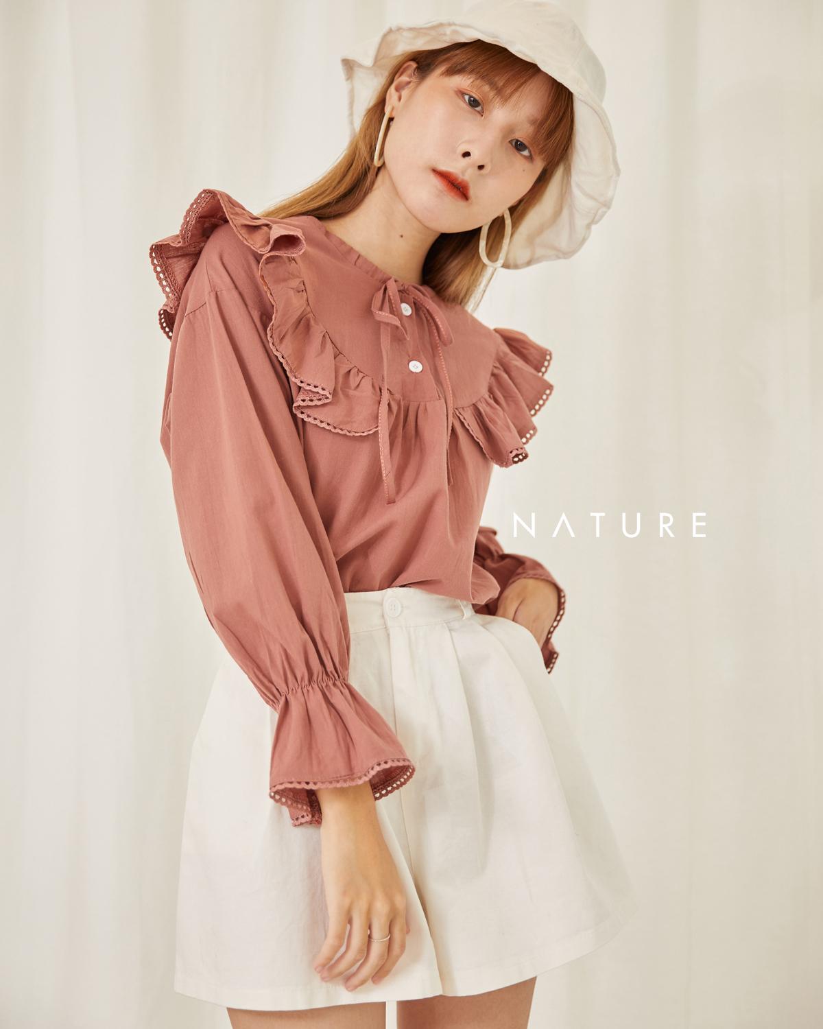 nature.bkk carotropis maroon เสื้อแขนยาวดีเทลสุดน่ารัก สีแดง