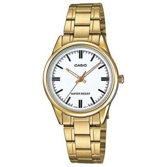 Casio Standard นาฬิกาข้อมือผู้หญิง สายสแตนเลส รุ่น LTP-V005G-7AUDF (เรือนทอง/หน้าขาว) Casio Standard นาฬิกาข้อมือผู้หญิง สายสแตนเลส รุ่น LTP-V005G-7AUDF (เรือนทอง/หน้าขาว)