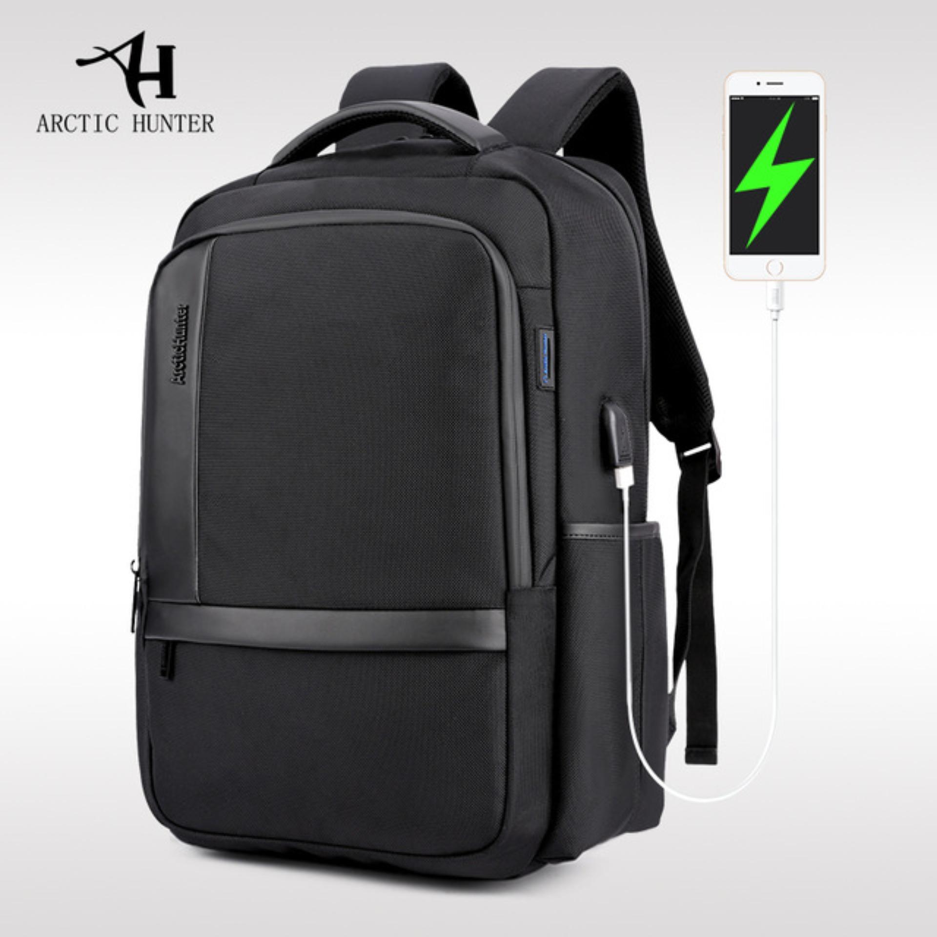 ARCTIC HUNTER กันน้ำไนลอนกระเป๋าเป้สะพายหลังแล็ปท็อปเหมาะสำหรับ 15.6 "คอมพิวเตอร์ USB พอร์ต