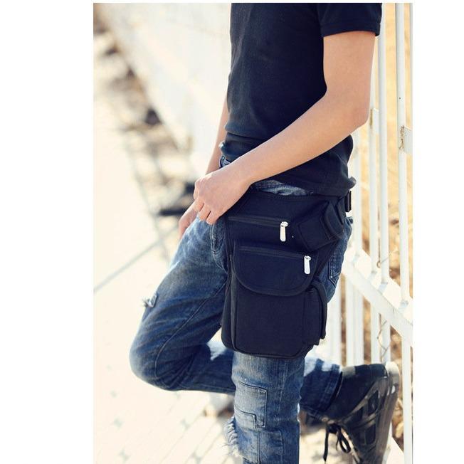 กระเป๋าคาดเอว-ขา แคนวาส Canvas Drop Leg Bag Waist Bag Motorcycle รุ่น M-01