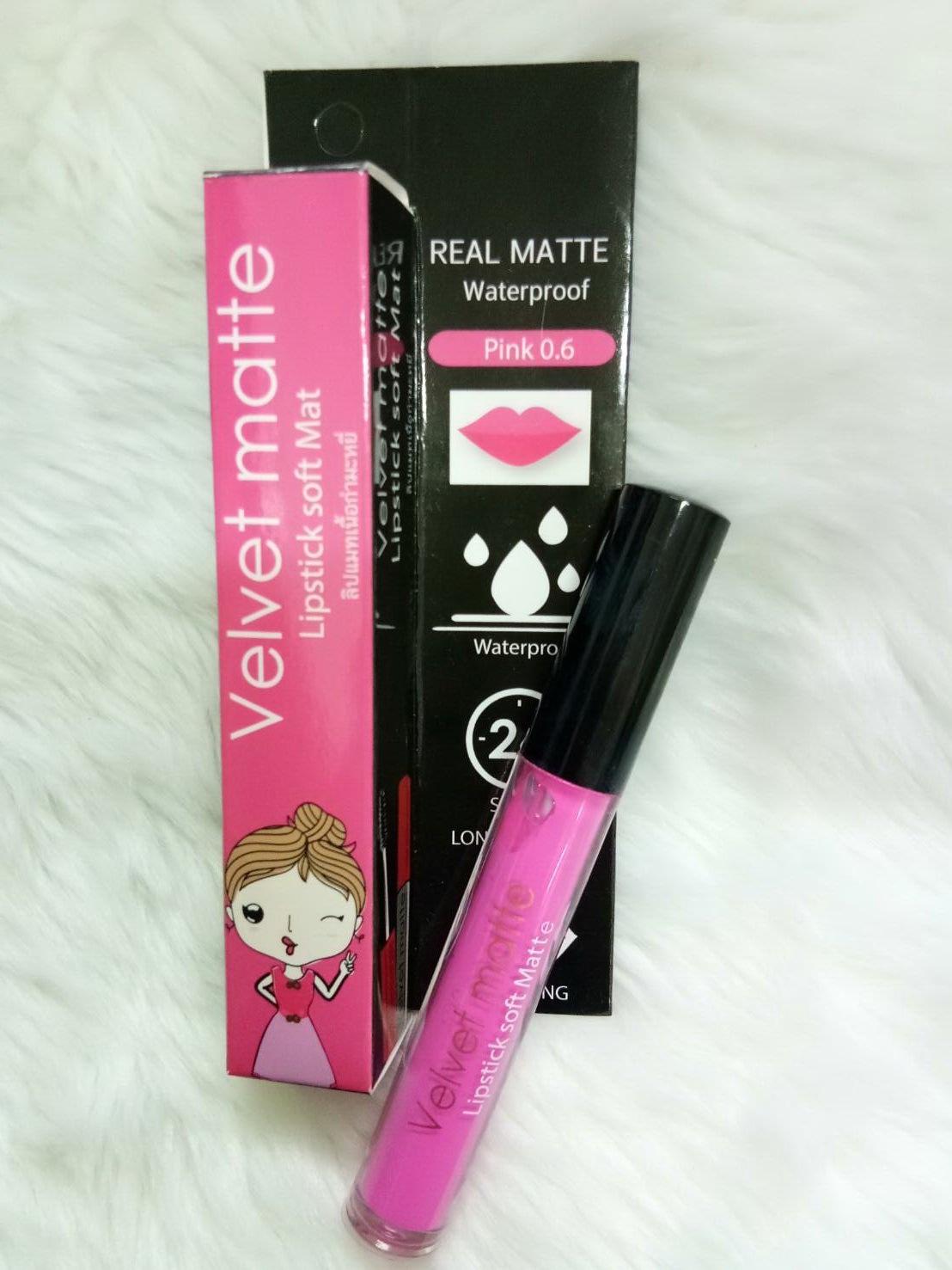 Velvet Matte Lipstict soft matta เบอร์ 0.6 ลิปแมทเนื้อกำมะหยี่ ติดทน กันน้ำ จูบไม่หลุด Velvet Matte Lipstict soft matta เบอร์ 0.6 ลิปแมทเนื้อกำมะหยี่ ติดทน กันน้ำ จูบไม่หลุด