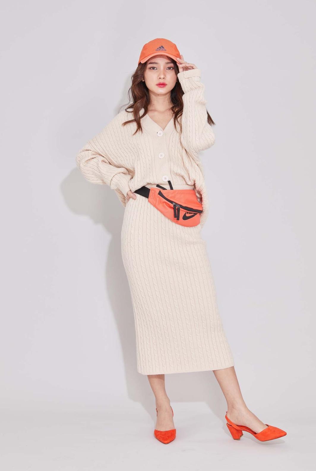 FLAT2112 เซ็ทเสื้อกระโปรง คาร์ดิแกน ไหมพรมรุ่น FT130 Mayfair cardigan skirt