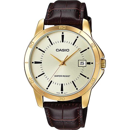 Casio นาฬิกาข้อมือผู้ชาย สายหนังแท้ รุ่น MTP-V004