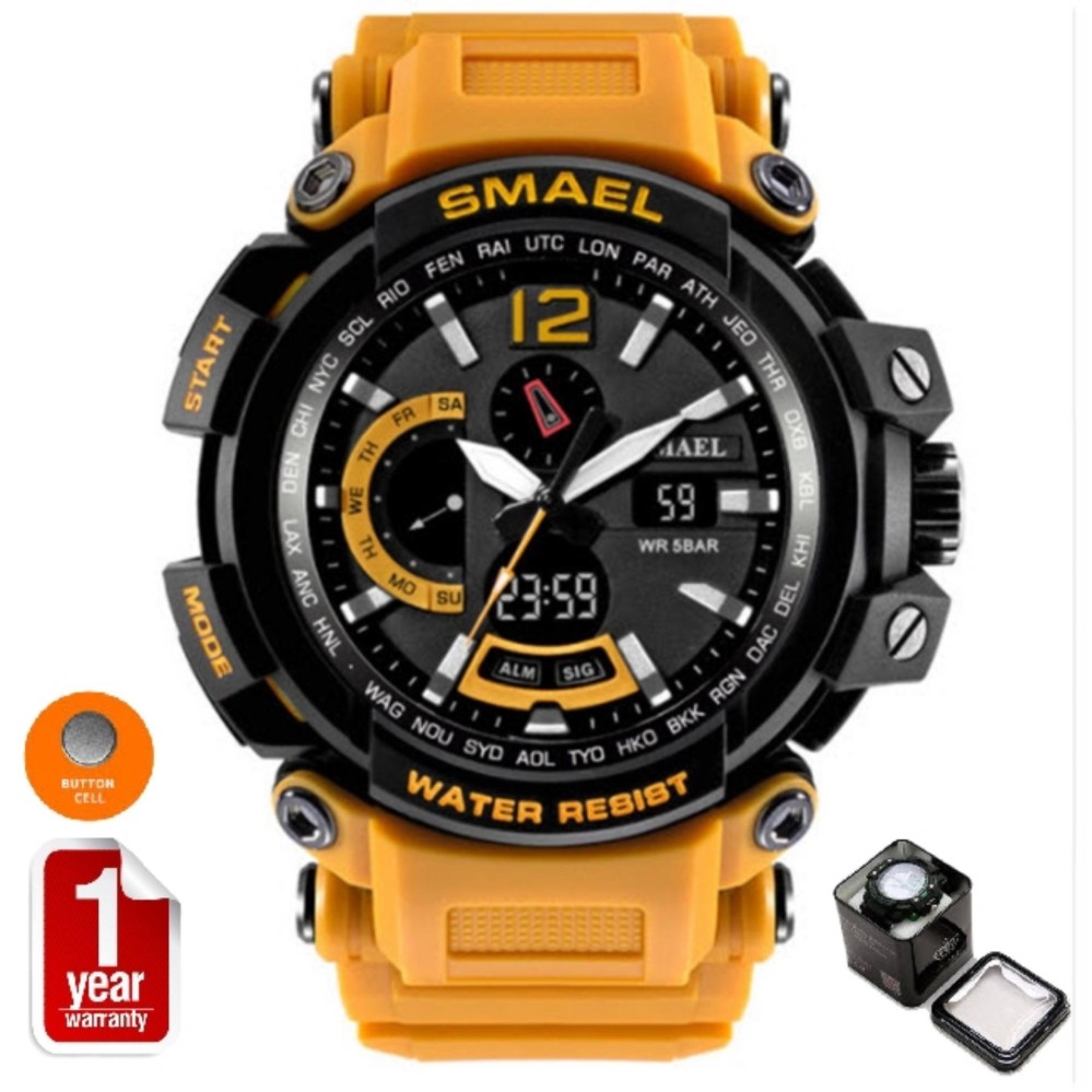 SMAEL นาฬิกาข้อมือผู้ชาย Sport แท้ 100% กันน้ำ ระบบ Analog & Digital LED รุ่น SM1702 (พร้อมกล่องเหล็ก SMAEL) SMAEL นาฬิกาข้อมือผู้ชาย Sport แท้ 100% กันน้ำ ระบบ Analog & Digital LED รุ่น SM1702 (พร้อมกล่องเหล็ก SMAEL)
