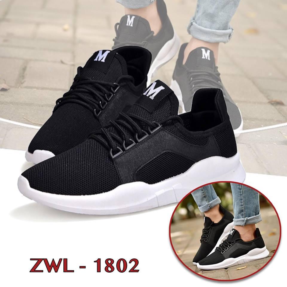 Hayashi รองเท้า รองเท้าผ้าใบสีดำผู้ชาย สไตล์เกาหลี รุ่น ZWL-1802 ( สีดำ ) Hayashi รองเท้า รองเท้าผ้าใบสีดำผู้ชาย สไตล์เกาหลี รุ่น ZWL-1802 ( สีดำ )