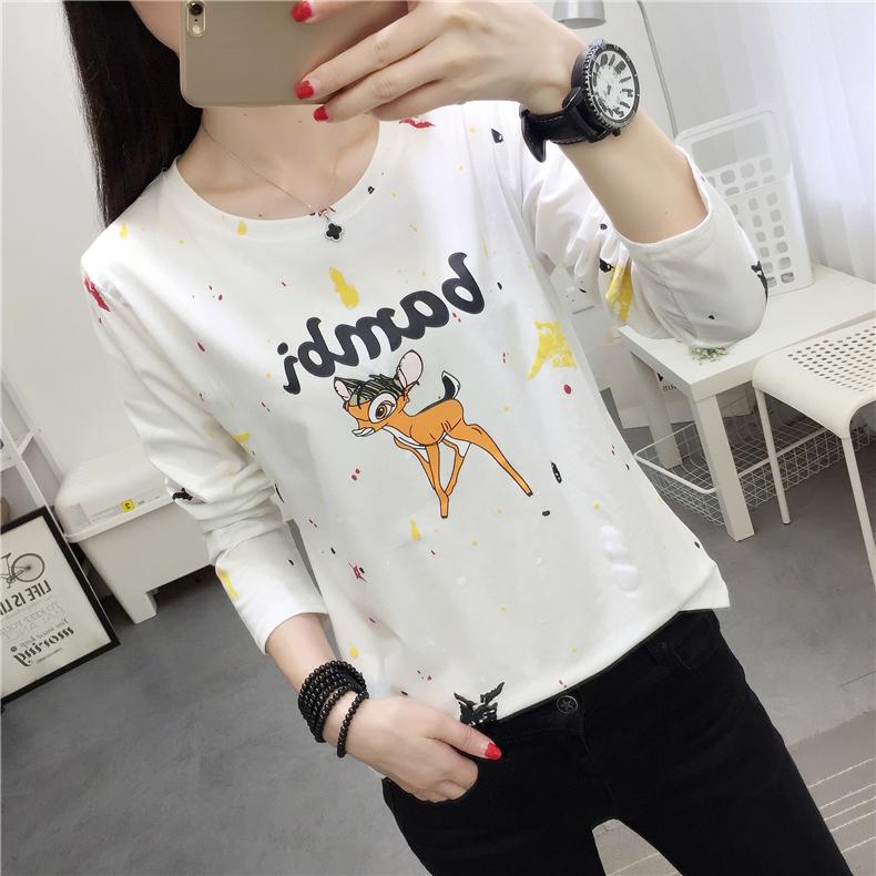 KK เสื้อยืดแฟชั่น ผู้หญิง คอกลม แขนยาว สกรีนลายการ์ตูน (สีขาว) รุ่น 8028 KK เสื้อยืดแฟชั่น ผู้หญิง คอกลม แขนยาว สกรีนลายการ์ตูน (สีขาว) รุ่น 8028