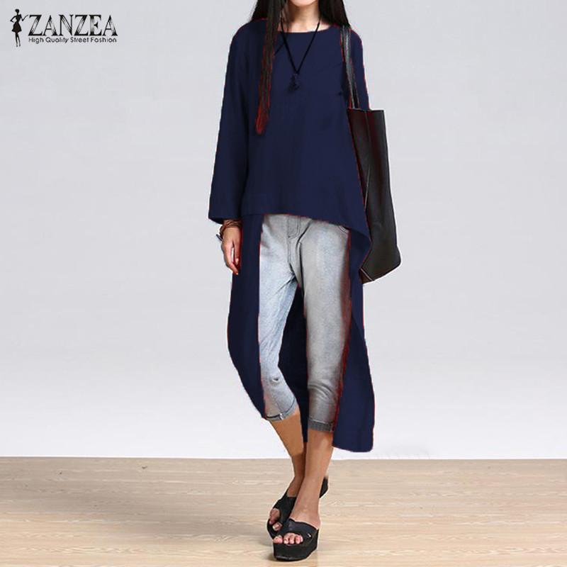 ZANZEA เสื้อเชิ๊ตสตรีฤดูใบไม้ผลิเสื้อคอวีแขนยาวแบบไม่สมมาตรเสื้อลำลองแขนยาวลำลองชุดลำลองบิกินี่ขนาดพลัส ZANZEA เสื้อเชิ๊ตสตรีฤดูใบไม้ผลิเสื้อคอวีแขนยาวแบบไม่สมมาตรเสื้อลำลองแขนยาวลำลองชุดลำลองบิกินี่ขนาดพลัส