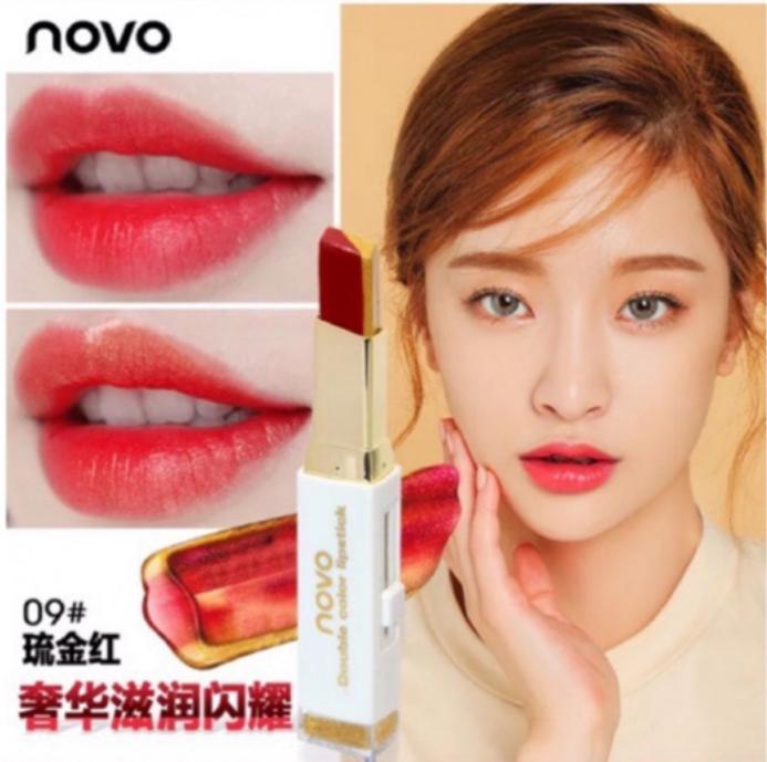 *มีของทุกเบอร์ / ส่งได้ทันที* NOVO Lipstick Two Tone ลิปสติกทูโทน สไตล์เกาหลี 3.8 g.