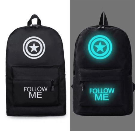 Fashion กระเป๋าเป้สะพายหลังของผู้ชายลายการ์ตูน กระเป๋ากลางคืนมีแสงขึ้น รุ่น No.02245(สีดำ)
