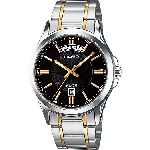 Casio นาฬิกาข้อมือผู้ชาย หน้าปัด DAY-DATE สายสแตนเลส รุ่น MTP-1381 ของแท้ประกันศูนย์