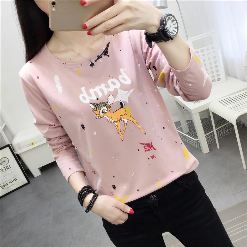 KK เสื้อยืดแฟชั่น ผู้หญิง คอกลม แขนยาว สกรีนลายการ์ตูน (สีชมพู) รุ่น 8028 KK เสื้อยืดแฟชั่น ผู้หญิง คอกลม แขนยาว สกรีนลายการ์ตูน (สีชมพู) รุ่น 8028
