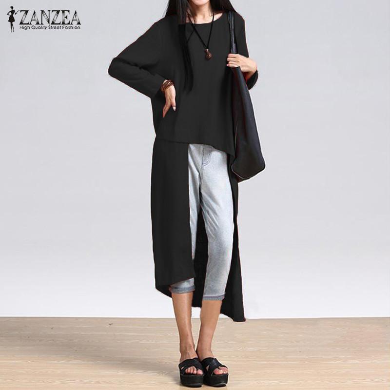 ZANZEA เสื้อเชิ๊ตสตรีฤดูใบไม้ผลิเสื้อคอวีแขนยาวแบบไม่สมมาตรเสื้อลำลองแขนยาวลำลองชุดลำลองบิกินี่ขนาดพลัส ZANZEA เสื้อเชิ๊ตสตรีฤดูใบไม้ผลิเสื้อคอวีแขนยาวแบบไม่สมมาตรเสื้อลำลองแขนยาวลำลองชุดลำลองบิกินี่ขนาดพลัส