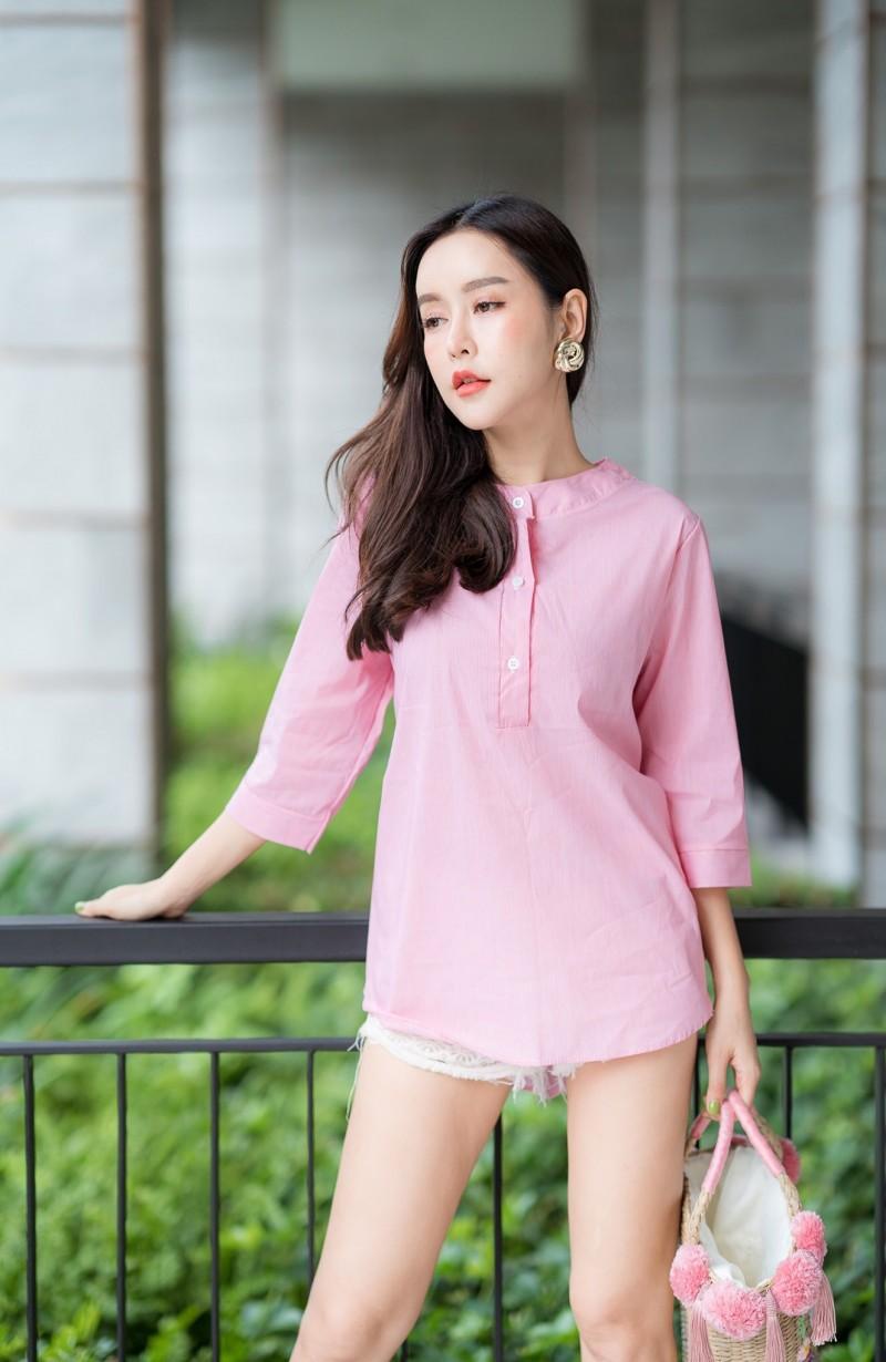 bynuchja shopเสื้อคอจีนผ้าคอตตอนลายริ้ว bynuchja shopเสื้อคอจีนผ้าคอตตอนลายริ้ว