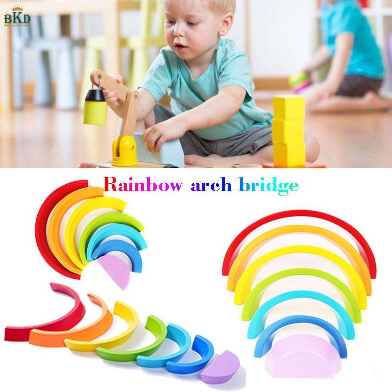 Bkodak Store Wood Multicolor Toy Rainbow Shape Stacking Rainbow Bkodak Store Wood Multicolor Toy Rainbow Shape Stacking Rainbow