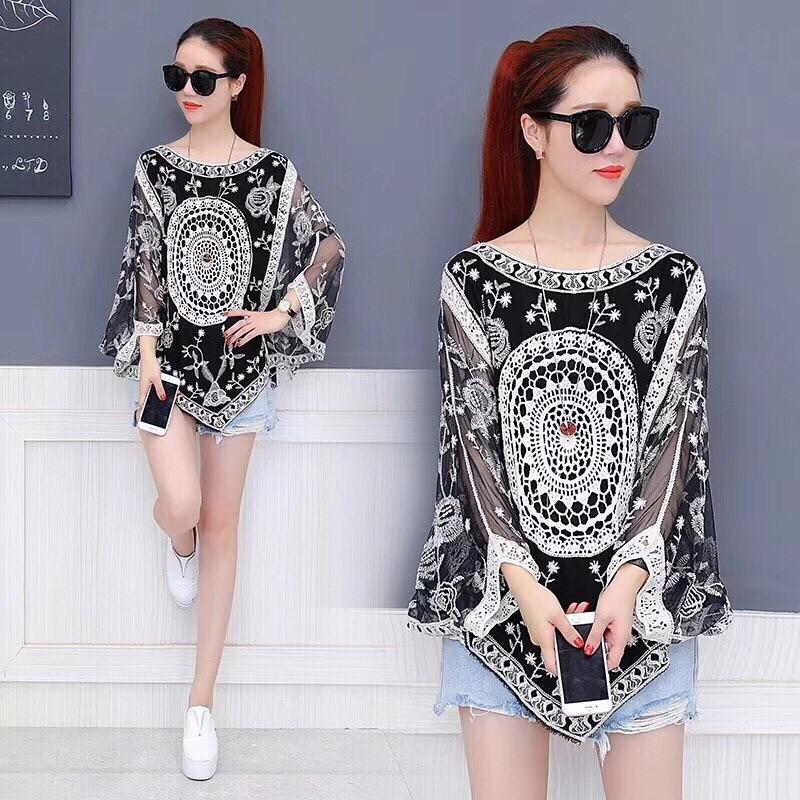 เสื้อลูกไม้ป่าในช่วงฤดูร้อนใหม่หลวม