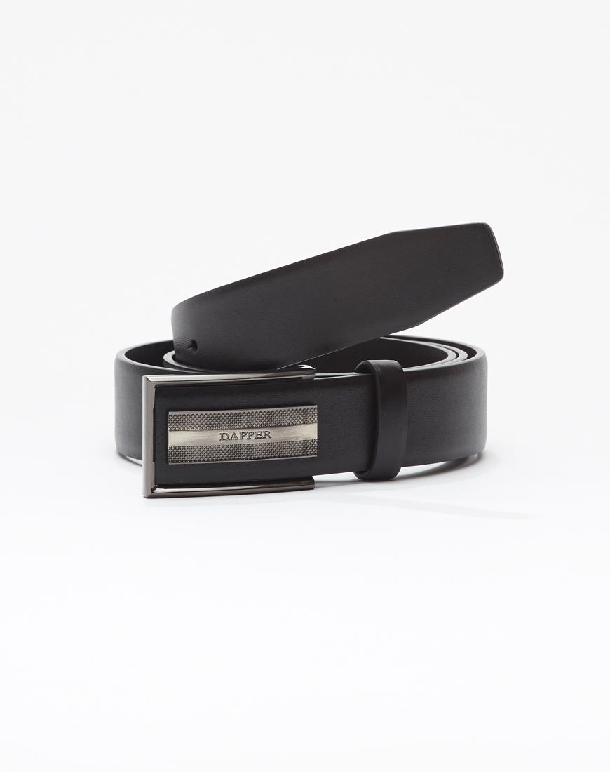 DAPPER เข็มขัดทำงาน สีดำ Grille Plaque Buckle Belt สำหรับผู้ชาย
