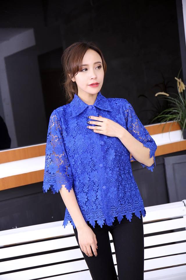 เสื้อลูกไม้คอปกทรงสวย งานผ้าลูกไม้เนื้อนิ่ม