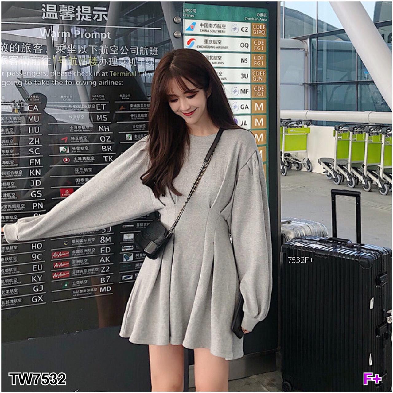 TW7532 เดรสสั้นจีบเอว **สอบถามก่อนสั่งซื้อ***