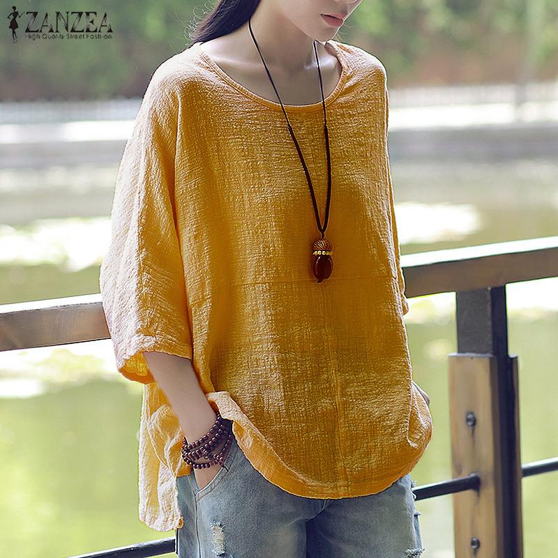 ZANZEA ลูกเรือคอสามไตรมาสแขน Blusas หญิงฤดูใบไม้ร่วงสีม่วงที่ว่างไม่สม่ำเสมอผ้าฝ้ายลายสไตล์เสื้อด้านบนสีม่วง - นานาชาติ ZANZEA ลูกเรือคอสามไตรมาสแขน Blusas หญิงฤดูใบไม้ร่วงสีม่วงที่ว่างไม่สม่ำเสมอผ้าฝ้ายลายสไตล์เสื้อด้านบนสีม่วง - นานาชาติ