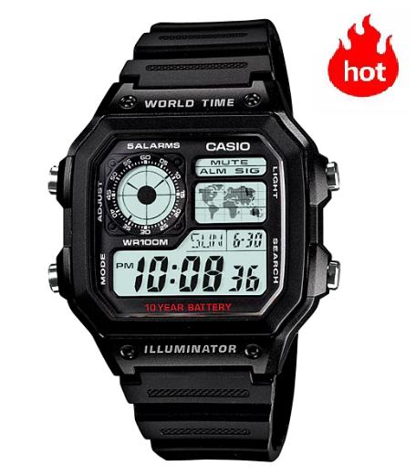Casio นาฬิกาผู้ชาย รุ่น AE-1200WH-1A สายเรซิ่น สีดำ (สินค้าขายดี) มั่นใจ ของแท้ 100% ประกันศูนย์ 1 ปีเต็ม