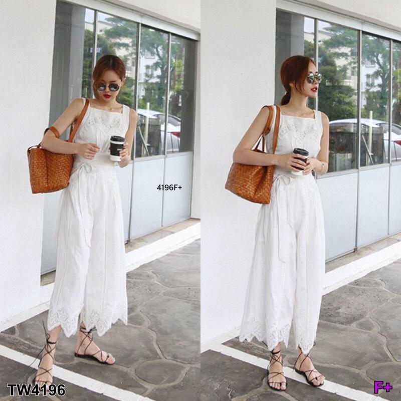 TW4196 จั้มสูทขายาว แขนกุด ช่วงตัวตกแต่งลูกไม้ **สอบถามก่อนสั่งซื้อ** TW4196 จั้มสูทขายาว แขนกุด ช่วงตัวตกแต่งลูกไม้ **สอบถามก่อนสั่งซื้อ**