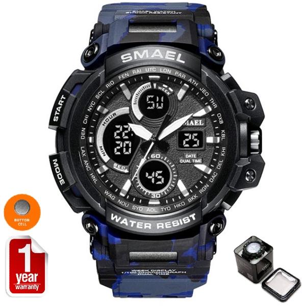 SMAEL นาฬิกาข้อมือผู้ชาย Sport Military แท้ 100% กันน้ำ ระบบ Analog & Digital LED รุ่น SM1708 NEW (พร้อมกล่องเหล็ก SMAEL) SMAEL นาฬิกาข้อมือผู้ชาย Sport Military แท้ 100% กันน้ำ ระบบ Analog & Digital LED รุ่น SM1708 NEW (พร้อมกล่องเหล็ก SMAEL)