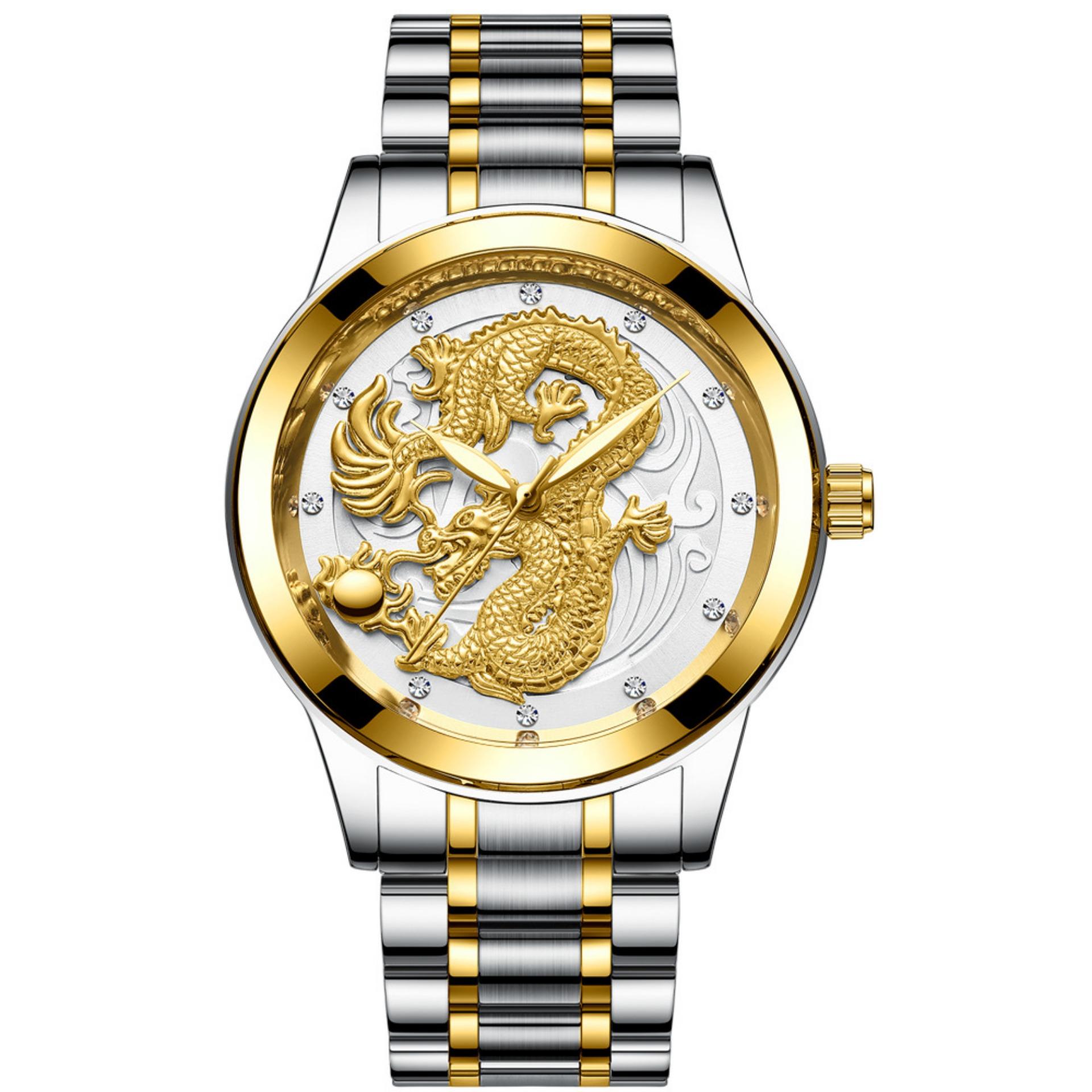 แฟชั่นผู้ชายแฟชั่นหรูหรามังกรทอง พร้อมกล่อง แบรนด์แท้ 100% รุ่น Dragon-03