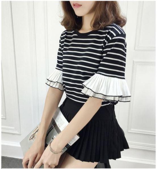 เสื้อยืดลำลองแฟชั่นสำหรับสตรีแขนสั้นคอกลมทรงสลิม SALE ส่งเร็วภายใน 1-2 วัน