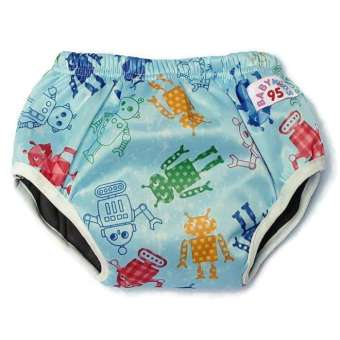 BABYKIDS95 Day Pant ชาโคล ผ้าอ้อมเอวสวม กันน้ำ Size L รอบเอว 16-26 นิ้ว (Blue-Robot)