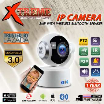 IP Camera ความละเอียดภาพ 1080p การมองเห็นในตอนกลางคืนขั้นสูงด้วย LED แบบอินฟาเรด ลำโพงตรวจจับการเคลื่อนไหว ใช้เชื่อมต่อกับบูทูธสมาร์ทโฟน (ทั้ง Android และ IOS), แท็บเล็ต, iPad และPC