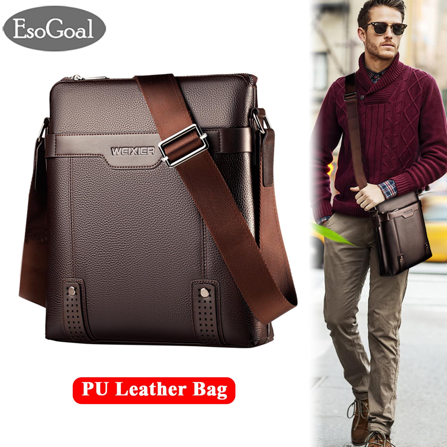 EsoGoal Men Messenger Bag PU Leather Sling Shoulder Crossbody Men Bag Handbag Men Casual Business Fashion Bag