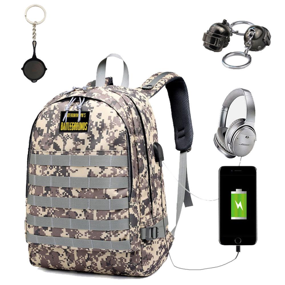 niceEshop PUBG Backpack Travel Bag Hiking Bag Camping Bag Rucksack,Waterproof Travel Backpack With USB Charging Port & Headphone Interface,Fits Under 18-Inch Laptop Notebook (PUBG Level 3 Bag)