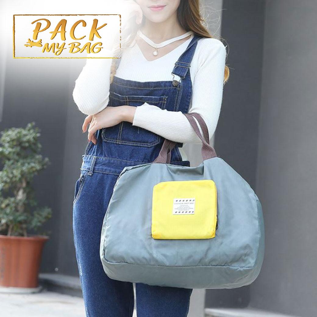 Pack My Bag กระเป๋าถือ พับได้ ประหยัดพื้นที่ สำหรับผู้หญิง ใบใหญ่ ใส่ของได้เยอะ หลากหลายสี-Roll Tote bag-801040